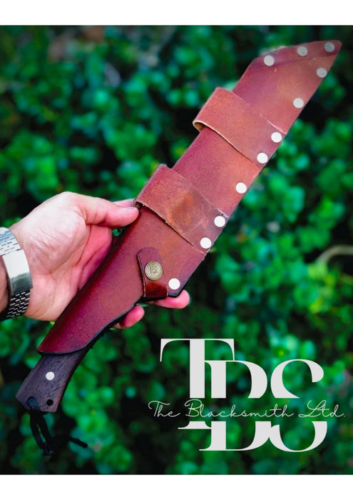 Handcrafted Stainless Steel Bushcraft Machete Knife with Brown Leather Sheath, Optional Engraved Wooden Gift Box, Outdoor Survival Blade, Groomsmen Gift, Christmas Gift, and Anniversary Gift - TheBlacksmithLtd #