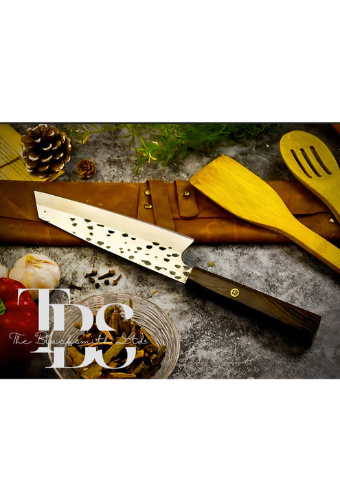 Set of 5 Handcrafted Chef Knives with Sharp Stainless Steel Blades, Unique Designs, Foldable Leather Pouch, Perfect for Culinary Professionals, Christmas Gift, Anniversary Gift, or Groomsmen Gift - TheBlacksmithLtd #