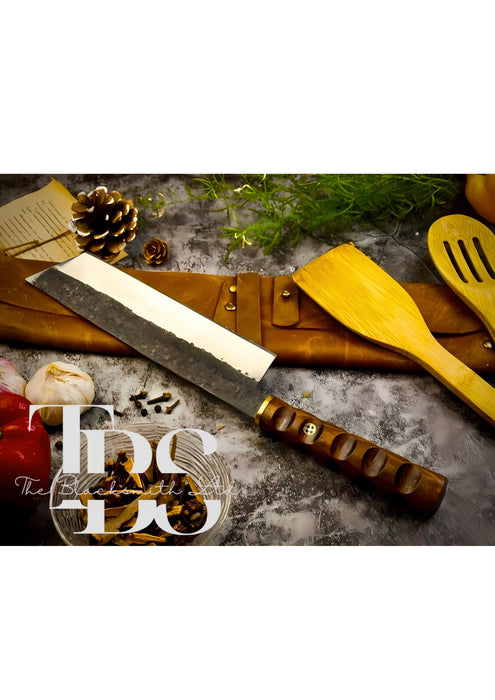 Set of 5 Handcrafted Chef Knives with Sharp Stainless Steel Blades, Unique Designs, Foldable Leather Pouch, Perfect for Culinary Professionals, Christmas Gift, Anniversary Gift, or Groomsmen Gift - TheBlacksmithLtd #