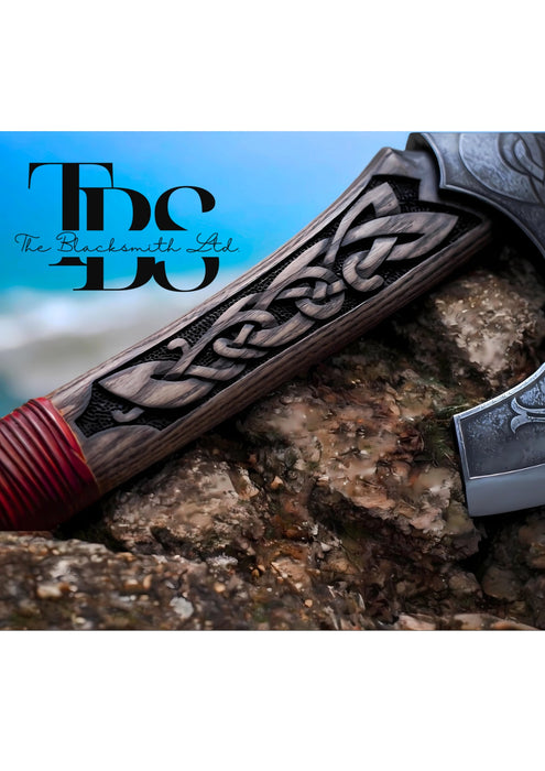 Handmade Fenrir Viking Axe – Engraved Handle & Blade – 24" Length with Leather Sheath – Ideal for Collectors, Groomsmen, and Special Occasions