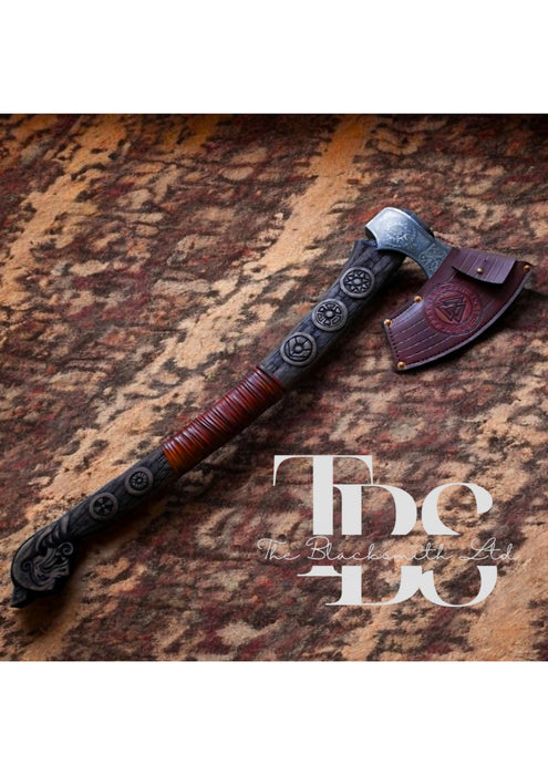 Handcrafted Viking Varangian Axe – 24" Nordic Battle Axe with Leather Sheath – Perfect for Collectors, Groomsmen, and Special Gifts