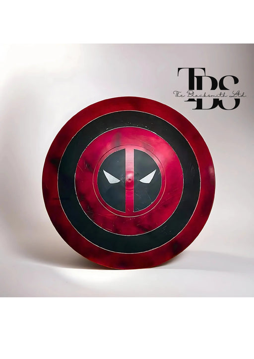 Handcrafted Deadpool-Themed Shield with Iconic Red and Black Design, Available in Metal – Perfect for Anniversary, Groomsmen Gifts, Christmas Gifts, and Collectors - TheBlacksmithLtd #