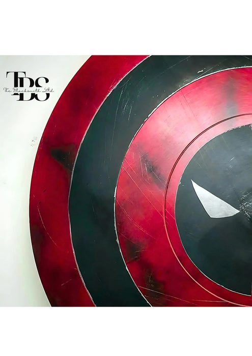 Handcrafted Deadpool-Themed Shield with Iconic Red and Black Design, Available in Metal – Perfect for Anniversary, Groomsmen Gifts, Christmas Gifts, and Collectors - TheBlacksmithLtd #