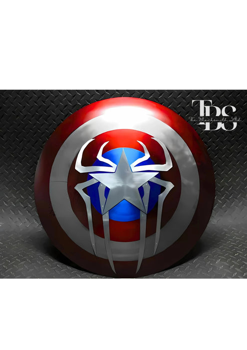 Handcrafted Spider-Captain Shield with Iconic Red, White, and Blue Design in Durable Metal – Perfect for Anniversary, Groomsmen Gifts, Christmas Gifts, and Collectors - TheBlacksmithLtd #