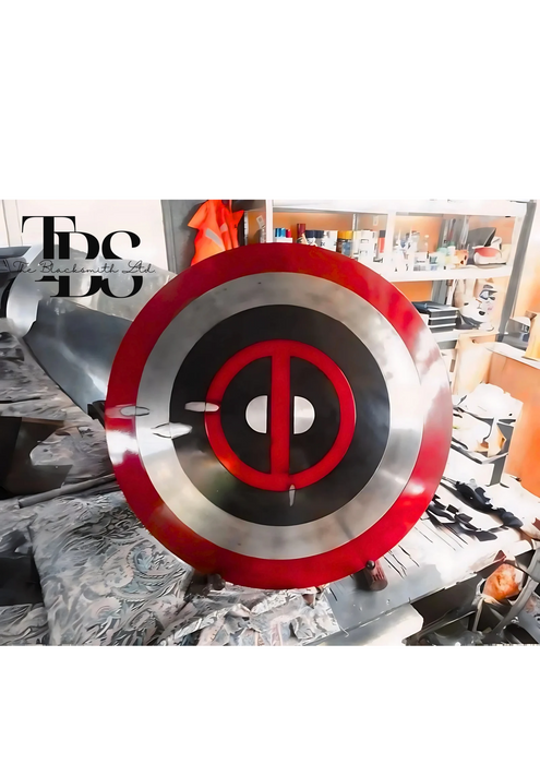 Deadpool Captain America-Inspired Metal Shield - Handmade Collectible, Anniversary Gift, Groomsmen Gift, Christmas Gift - TheBlacksmithLtd #