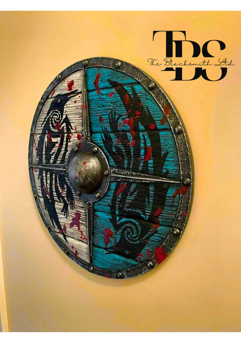 Handmade Eivor Viking Raven Shield - 24-Inch Wooden Medieval Shield, Anniversary Gift, Groomsmen Gift, Christmas Gift - TheBlacksmithLtd #