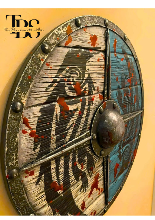 Handmade Eivor Viking Raven Shield - 24-Inch Wooden Medieval Shield, Anniversary Gift, Groomsmen Gift, Christmas Gift - TheBlacksmithLtd #