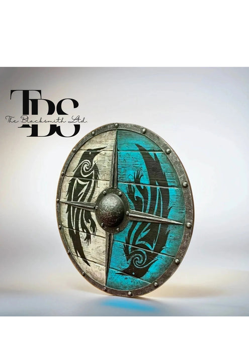 Handmade Eivor Viking Raven Shield - 24-Inch Wooden Medieval Shield, Anniversary Gift, Groomsmen Gift, Christmas Gift - TheBlacksmithLtd #