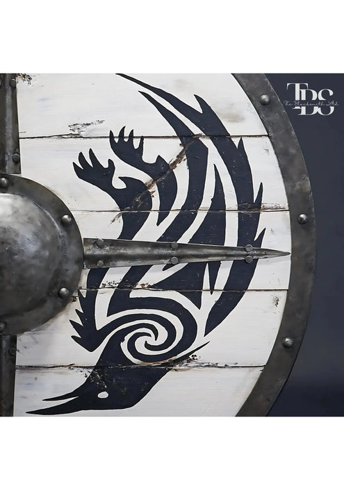 Handmade Eivor Viking Raven Shield - 24-Inch Wooden Medieval Shield, Anniversary Gift, Groomsmen Gift, Christmas Gift - TheBlacksmithLtd #