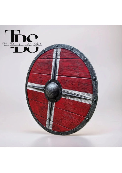 Handmade Battle-Worn Viking Dane Shield - 24-Inch Wooden Warrior Shield, Anniversary Gift, Groomsmen Gift, Christmas Gift - TheBlacksmithLtd #