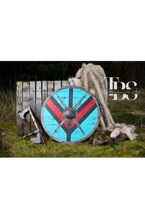 Handmade Escudo Viking Wooden Shield - 24-Inch Norse Warrior Shield, Anniversary Gift, Groomsmen Gift, Christmas Gift - TheBlacksmithLtd #