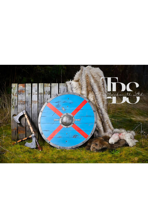 Handcrafted Rollo Sigurdsson Viking Shield - 24-Inch Wooden Norse Shield, Historical Collectible, Anniversary Gift, Groomsmen Gift, Christmas Gift