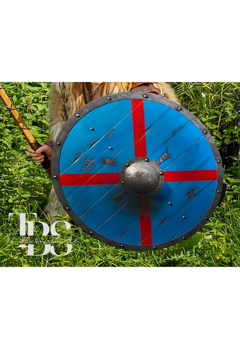 Handcrafted Rollo Sigurdsson Viking Shield - 24-Inch Wooden Norse Shield, Historical Collectible, Anniversary Gift, Groomsmen Gift, Christmas Gift