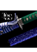 Handcrafted Damascus Steel Katana Sword with Green Handle, Bluish Blade Cover with Lace and Silver Detailing Below Handle, Customizable Engravings – Ideal for Anniversary, Groomsmen Gifts, Christmas Gifts, and Collectors - TheBlacksmithLtd #