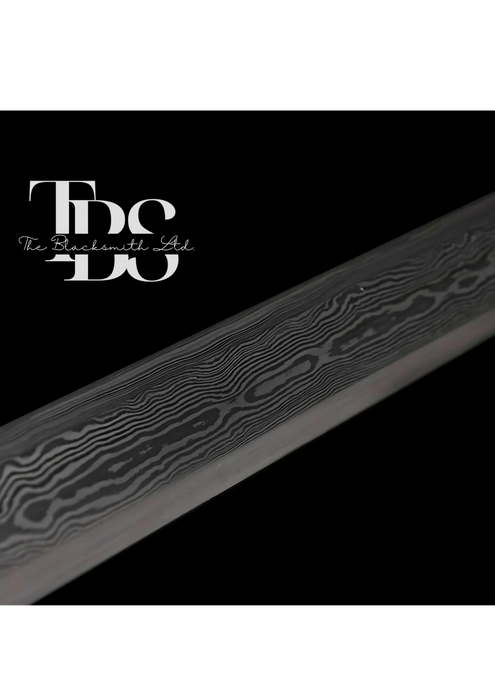 Handcrafted Damascus Steel Katana Sword with Dark Brown Handle, Intricate Golden Detailing, and Stunning Blade Design – Perfect for Anniversary, Groomsmen Gifts, Christmas Gifts, and Collectors - TheBlacksmithLtd #