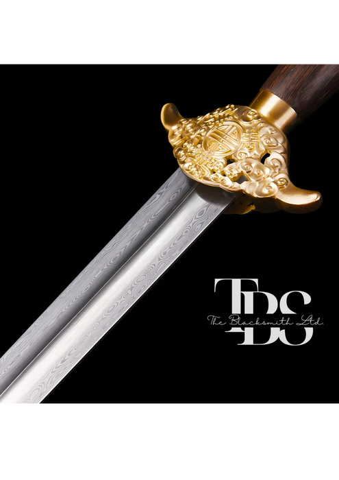 Handcrafted Damascus Steel Katana Sword with Dark Brown Handle, Red Lace, Golden Detailing, and Matching Blade Cover – Perfect for Anniversary, Groomsmen Gifts, Christmas Gifts, and Collectors - TheBlacksmithLtd #