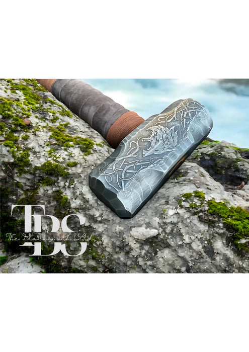 Fenrir Viking Hammer – Hand-Engraved Wolf Hammer Inspired by Norse Mythology | 20-Inch Unique Anniversary, Christmas, or Groomsmen Gift