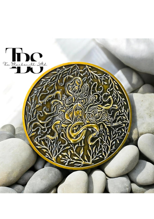 Handcrafted Eldritch Horror Coin – "The Black Goat of the Woods with a Thousand Young" Inspired by H.P. Lovecraft | Unique Anniversary, Birthday, Christmas, or Groomsmen Gift