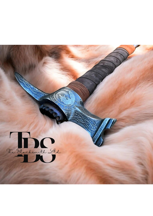 Handcrafted Skoll and Hati Wolf War Hammer – 22-Inch Warrior's Weapon | Engraved Head & Handle | Anniversary, Birthday, Christmas, or Groomsmen Gift