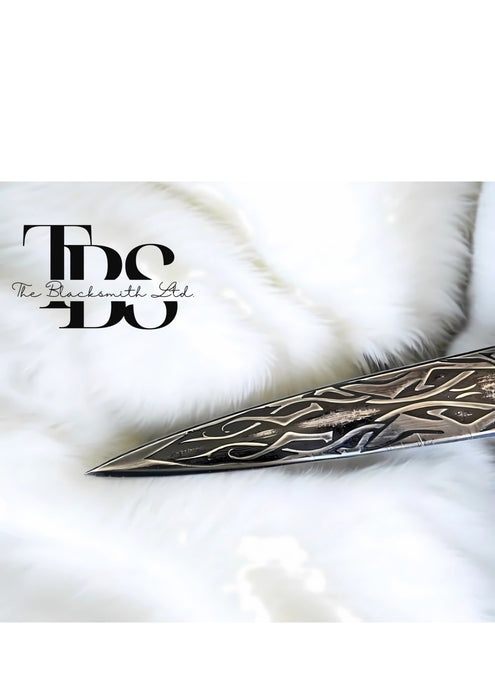 Handmade Norse Wolf Sword – 36-Inch Engraved Blade with Wolves, Celtic Knots, and Elder Futhark Runes – Includes Black Leather Sheath, Perfect Viking Costume Gift for Christmas or Anniversary