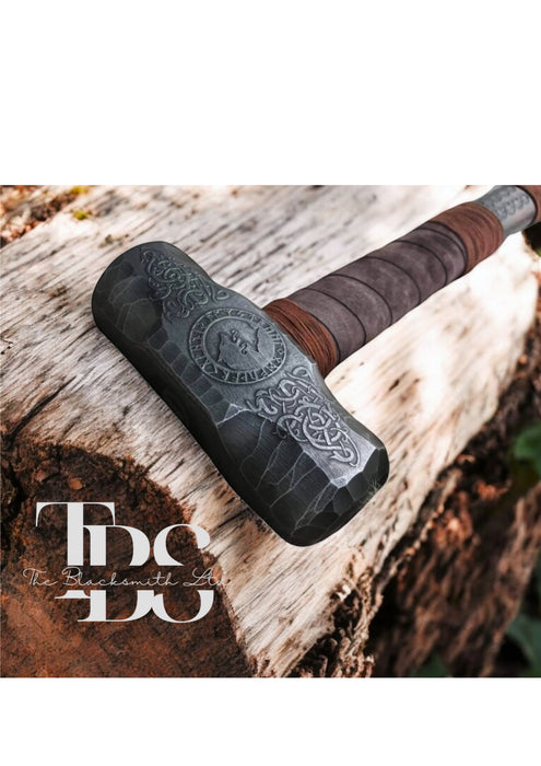 Large Viking Wolf Berserker Hammer – 20-Inch Hand-Engraved Hammer Featuring Skoll and Hati with Knotwork Handle | Perfect for Collectors, Cosplay, and Gifts