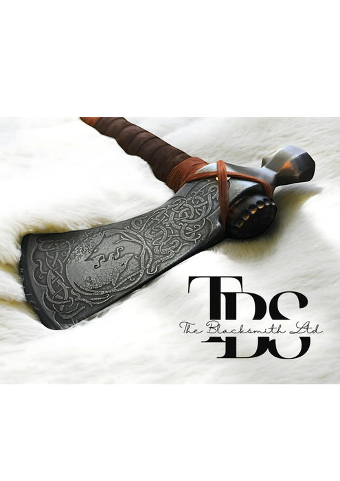 Handmade Skoll and Hati Wolf Custom Rifleman’s Tomahawk | 22-Inch Norse Mythology Engraved Viking Axe | Christmas, Anniversary, Groomsmen Gift