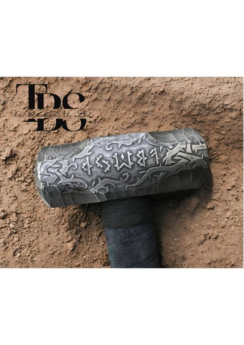 Handmade Cursed Viking Hammer | Mjölnir-Inspired Nordic Maul | 10-Inch Engraved Thor's Hammer Replica | Norse Mythology Collectible