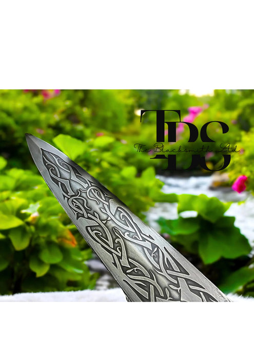 Wolf Viking Spear | 60-Inch Skoll and Hati Engraved Norse Mythology Weapon | Barbarian Cosplay, Anniversary, Groomsmen, Christmas Gift